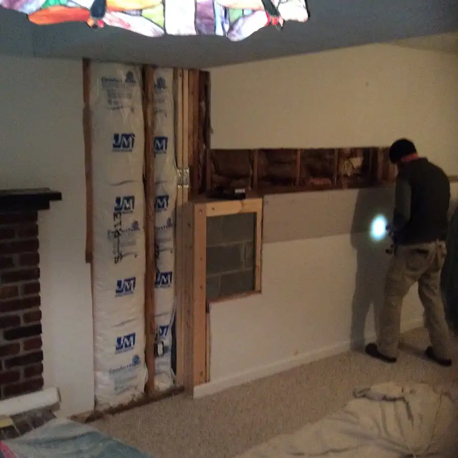 Restoration technician inspecting water damage in Delta